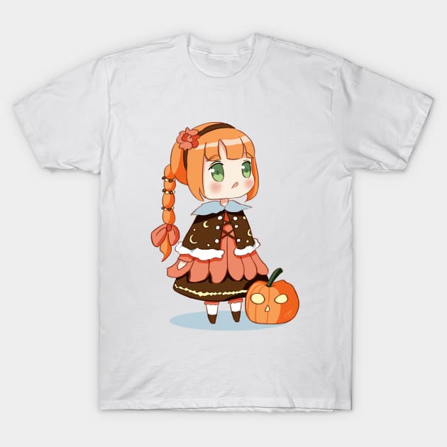 Mayu Chibi Halloween Pumpkin Girl T-Shirt by Nekoyukki